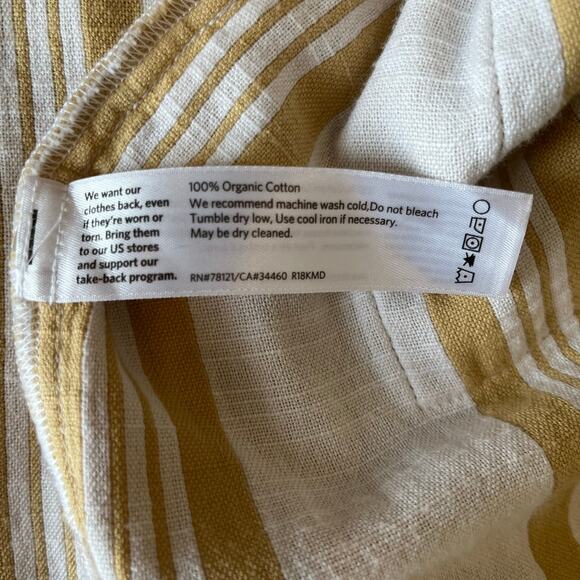 Eileen Fisher Kimono Jacket L/XL Reed Yellow Stripe Organic Cotton Lagenlook - Picture 7 of 10